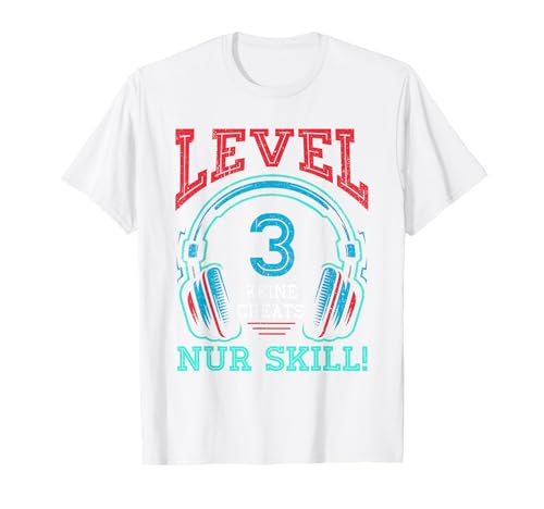 Level 3 Freigeschaltet Gaming 3 Jahre Alt Nur Skill Jungs T-Shirt von Level Gaming Retro Skill Gamer Jungs Geschenk
