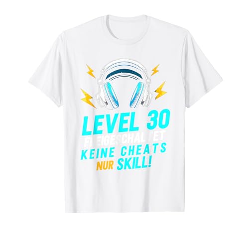 Level 30 Freigeschaltet Gaming 30 Jahre Alt Nur Skill Männer T-Shirt von Level Gaming Retro Skill Gamer Jungs Geschenk