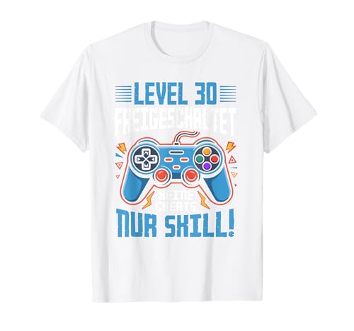 Level 30 Freigeschaltet Gaming 30 Jahre Alt Nur Skill Männer T-Shirt von Level Gaming Retro Skill Gamer Jungs Geschenk