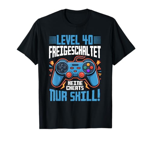 Level 40 Freigeschaltet Gaming 40 Jahre Alt Nur Skill Männer T-Shirt Level 40 Freigeschaltet Gaming 40 Jahre Alt Nur Skill Männer T-Shirt von Level Gaming Retro Skill Gamer Jungs Geschenk
