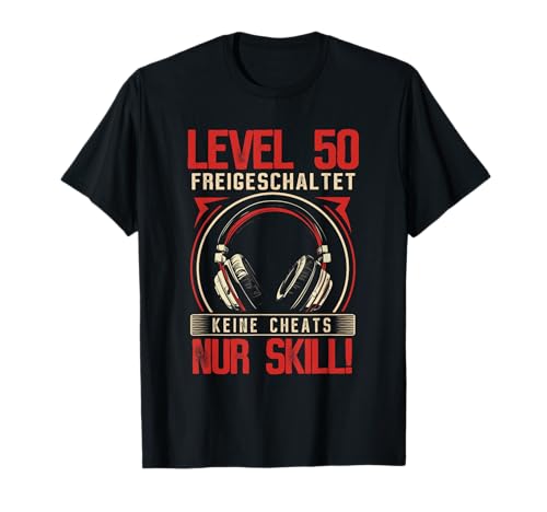 Level 50 Freigeschaltet Gaming 50 Jahre Alt Nur Skill Männer T-Shirt von Level Gaming Retro Skill Gamer Jungs Geschenk