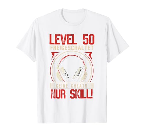Level 50 Freigeschaltet Gaming 50 Jahre Alt Nur Skill Männer T-Shirt von Level Gaming Retro Skill Gamer Jungs Geschenk