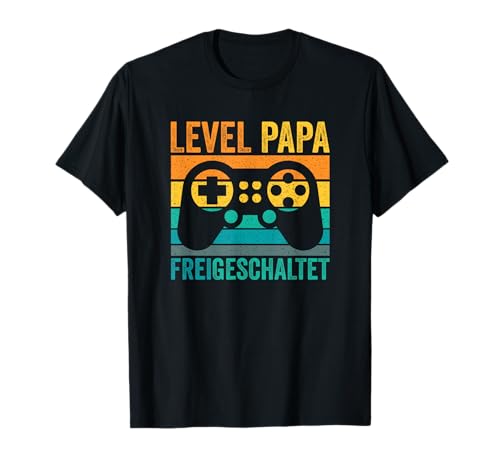 Herren Du wirst Papa 2024 Papa Ankündigung Schwangerschaft Gamer T-Shirt von Level Papa Geschenk Baby Bekanntmachung Papa Shirt