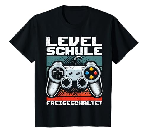 Kinder Level Schule Freigeschaltet Controller Schulanfang 1. Klasse T-Shirt von Level Schule Freigeschaltet Gamer Einschulung