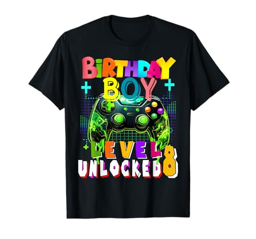 Level 8 Freigeschaltetes Videospiel 8th Birthday Gamer Boys T-Shirt Level 8 Freigeschaltetes Videospiel 8th Birthday Gamer Boys T-Shirt von Level Up 8 Birthday Boy Video Game