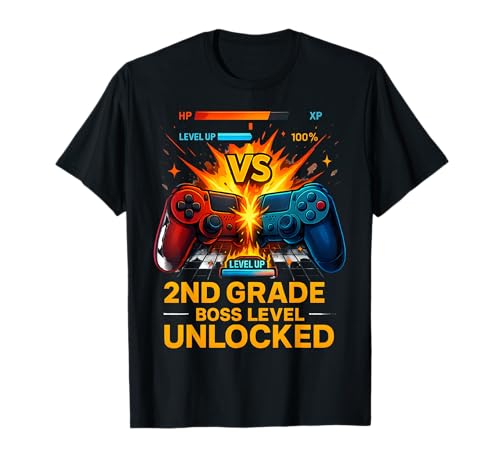 2nd Grade Boss Level Gamer Kinder Videospiel T-Shirt 2nd Grade Boss Level Gamer Kinder Videospiel T-Shirt von Level Up Gamer 2nd Grade Champ Kids Tee