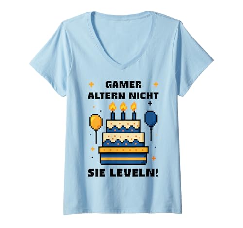 Damen Gamer Geburtstag Retro Gamer altern Nicht sie leveln T-Shirt mit V-Ausschnitt Damen Gamer Geburtstag Retro Gamer altern Nicht sie leveln T-Shirt mit V-Ausschnitt von Level Up Humor für Gamer