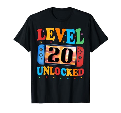 Awesome Level 20 Unlocked 20th Birthday Boy Mens Video Gamer T-Shirt von Level unlocked Birthday for Girl Boy By GnineZa