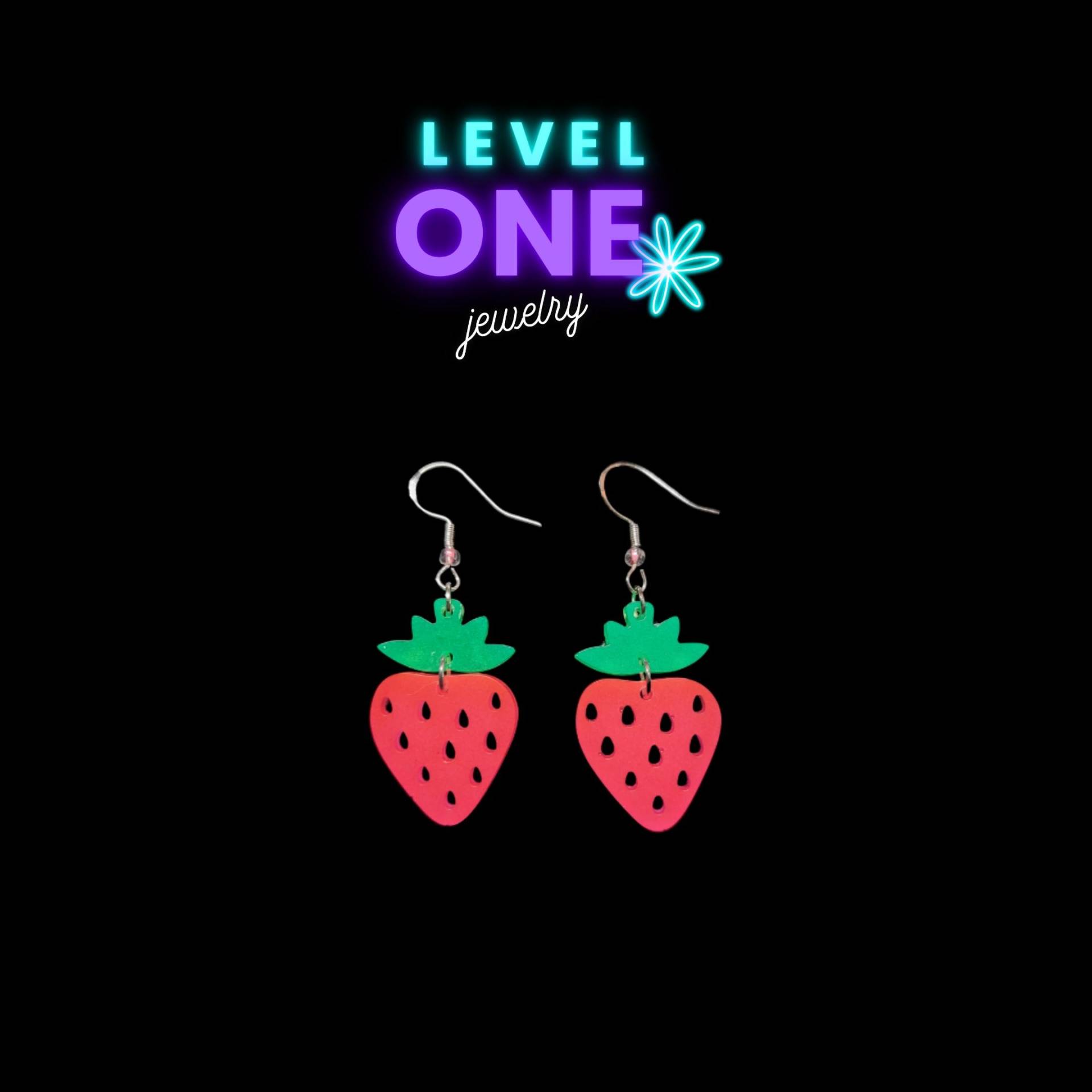 Ohrringe Blattform Neon Pink Schwarzlicht Ohrringe Blattform Neon Pink Schwarzlicht von LevelOneJewelry