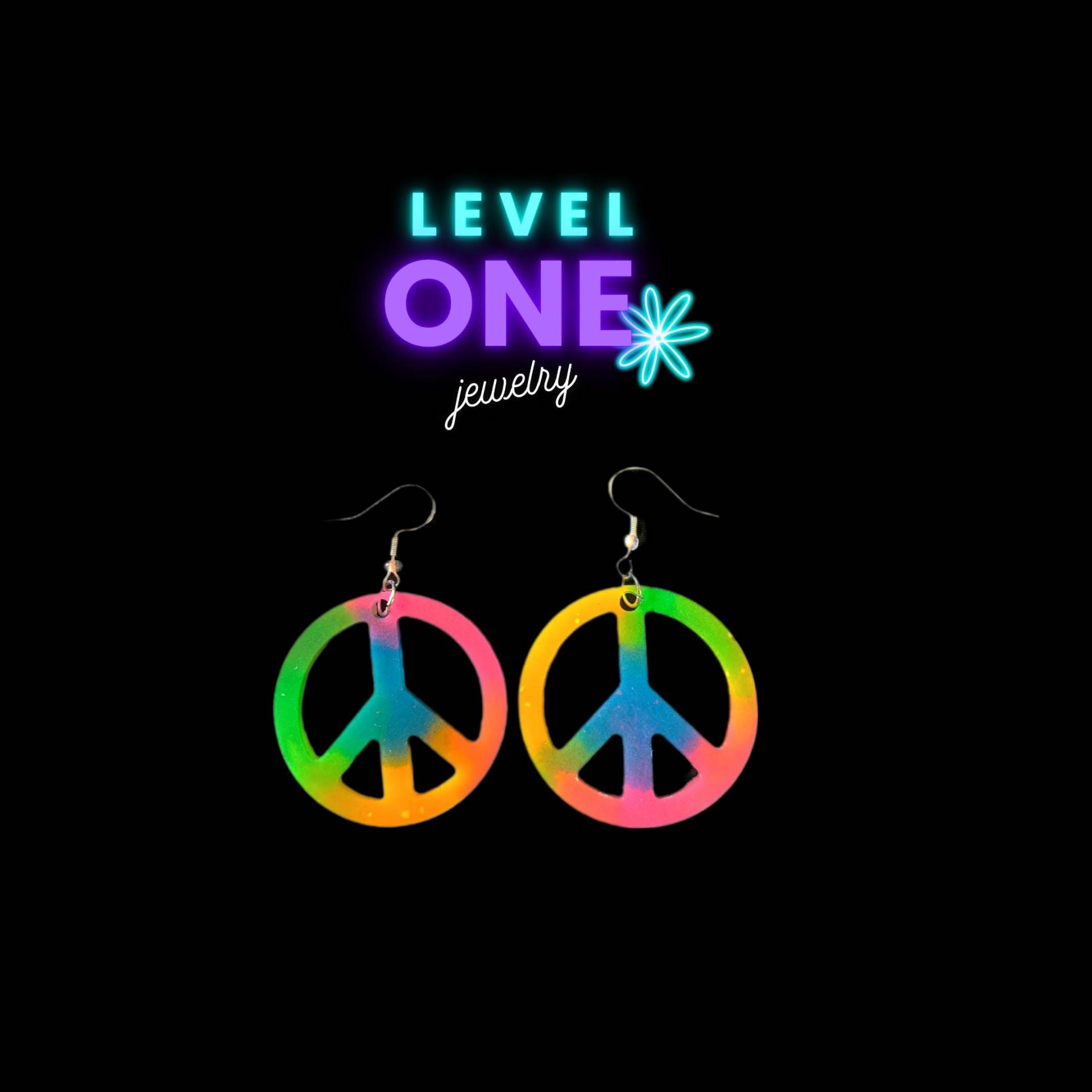 Schwarzlicht Ohrringe Gelb/Orange Blume Mandala Schwarzlicht Ohrringe Gelb/Orange Blume Mandala von LevelOneJewelry