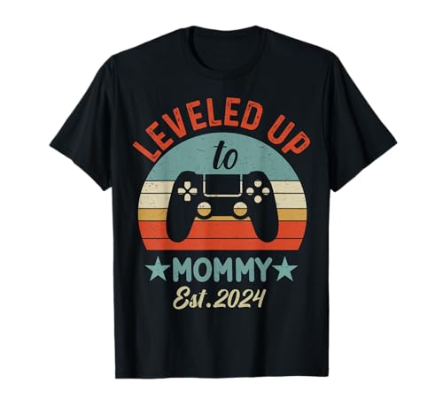 Leveled Up To Mommy 2024 Shirt, Herren Promoted Mom EST 2024 T-Shirt von Leveled Up To Mommy 2024