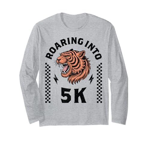 Roaring Into 5K Tiger I'm Ready for 5K Boy Girl Kid Lustig 5K Langarmshirt Roaring Into 5K Tiger I'm Ready for 5K Boy Girl Kid Lustig 5K Langarmshirt von Leveled Up to 5K Dinosaur Tiger 1st Day of School