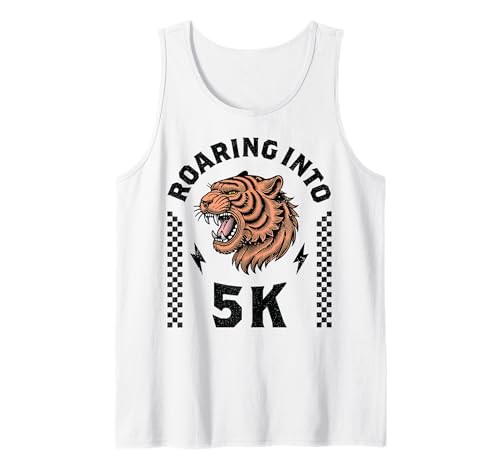 Roaring Into 5K Tiger I'm Ready for 5K Boy Girl Kid Lustig 5K Tank Top Roaring Into 5K Tiger I'm Ready for 5K Boy Girl Kid Lustig 5K Tank Top von Leveled Up to 5K Dinosaur Tiger 1st Day of School