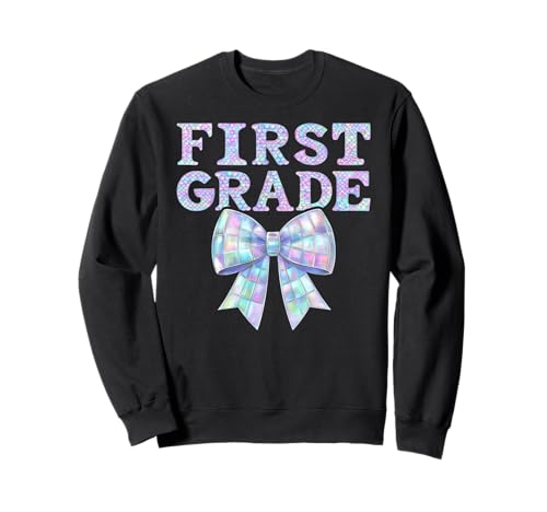 Coquette Bow 1. Klasse Preppy First Day of First Grade Girl Sweatshirt von Leveled Up to First Grade Girly Back to School Kid