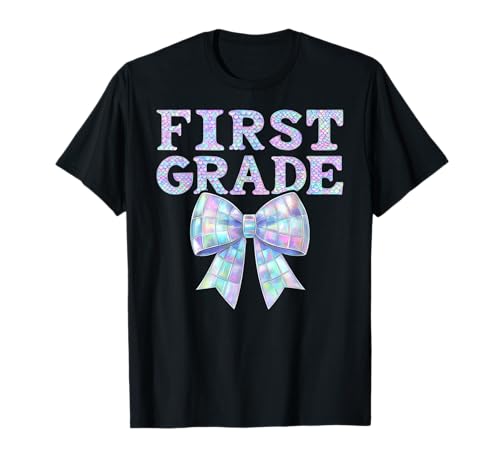 Coquette Bow 1. Klasse Preppy First Day of First Grade Girl T-Shirt von Leveled Up to First Grade Girly Back to School Kid