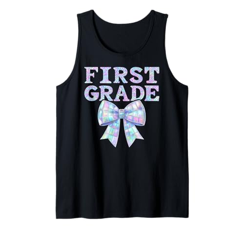 Coquette Bow 1. Klasse Preppy First Day of First Grade Girl Tank Top von Leveled Up to First Grade Girly Back to School Kid