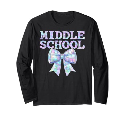 Kokette Schleife Preppy Mittelschule Mädchen Einschulung Langarmshirt Kokette Schleife Preppy Mittelschule Mädchen Einschulung Langarmshirt von Leveled Up to Middle School Girly Back to School