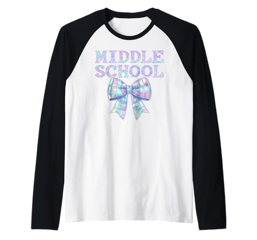 Kokette Schleife Preppy Mittelschule Mädchen Einschulung Raglan Kokette Schleife Preppy Mittelschule Mädchen Einschulung Raglan von Leveled Up to Middle School Girly Back to School