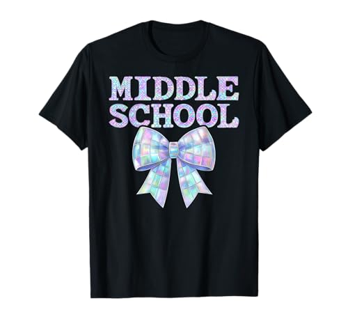 Kokette Schleife Preppy Mittelschule Mädchen Einschulung T-Shirt Kokette Schleife Preppy Mittelschule Mädchen Einschulung T-Shirt von Leveled Up to Middle School Girly Back to School