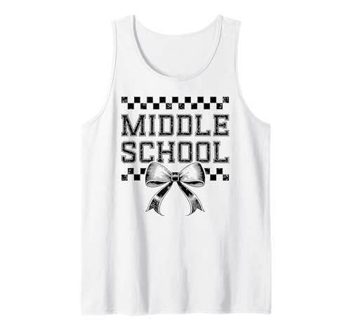 Kokette Schleife Preppy Mittelschule Mädchen Einschulung Tank Top Kokette Schleife Preppy Mittelschule Mädchen Einschulung Tank Top von Leveled Up to Middle School Girly Back to School