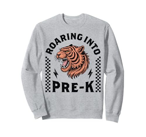 Roaring Into Pre-K Tiger I'm Ready for Pre K Boy Girl Funny Sweatshirt von Leveled Up to PreK Dinosaur Tiger First Day School