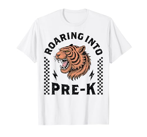 Roaring Into Pre-K Tiger I'm Ready for Pre K Boy Girl Funny T-Shirt von Leveled Up to PreK Dinosaur Tiger First Day School