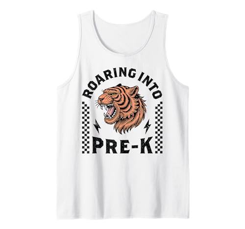 Roaring Into Pre-K Tiger I'm Ready for Pre K Boy Girl Funny Tank Top von Leveled Up to PreK Dinosaur Tiger First Day School