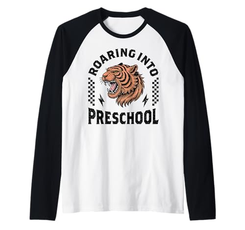 Roaring Into Preschool Tiger Kid I'm Ready for Preschool Boy Raglan Roaring Into Preschool Tiger Kid I'm Ready for Preschool Boy Raglan von Leveled Up to Preschool Tiger First Day of School