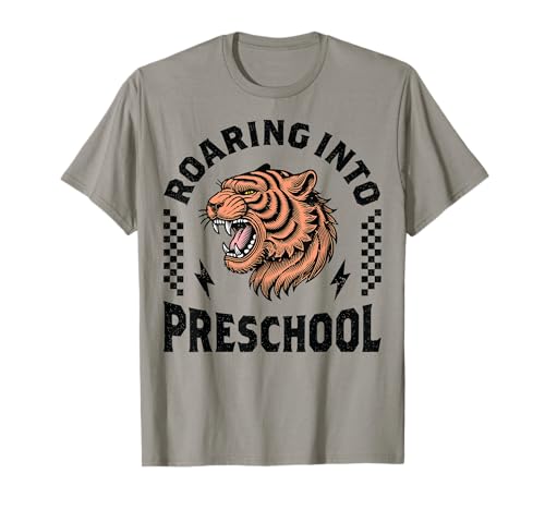 Roaring Into Preschool Tiger Kid I'm Ready for Preschool Boy T-Shirt Roaring Into Preschool Tiger Kid I'm Ready for Preschool Boy T-Shirt von Leveled Up to Preschool Tiger First Day of School