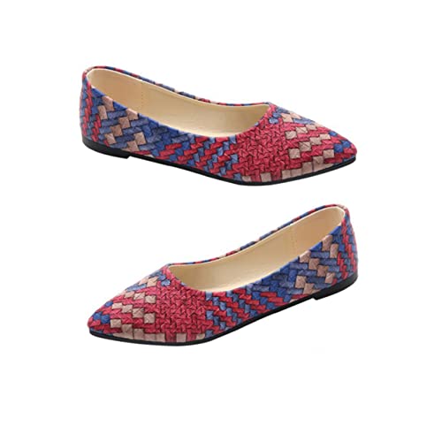 Levemolo 1 Paar Flache Pumpen Schuhe Anziehen Geflochtene Ballerinas Frau Mit Flachen Schuhen Rote Absätze Lässige Pumps Kuschelige Ballerinas Aus Wildleder rutschfest Sohlen Damen von Levemolo