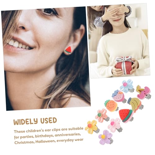 Levemolo 10 Paare Clip Ohrringe für Mädchen Schmerzfreie Blumen Frucht design Ohrclips ohne Ohrlöcher Niedliche Modeschmuck Ohrstecker für Einfach Anzulegen Alltag und Festtage Geeignet von Levemolo