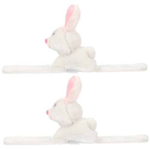 Levemolo 2 Stück Plüsch Slap Armband mit Süßem Hasenmotiv Weiches Kuscheltier Armband für Kindergeburtstag Flexible Handgelenk Bänder Praktische Party Mitgebsel und Klassenzimmerpreise von Levemolo
