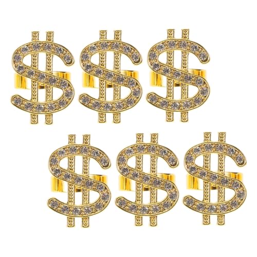 Levemolo 6 Stück Teiliges Rapper Ringe mit Kristallbesatz Punk Stil Schmuck Auffällige Cosplay Accessoires für Maskerade Hip Hop Party Rock Disco und Kostümveranstaltungen von Levemolo