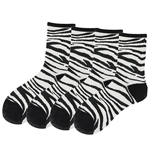Levemolo Modische Zebra-socken Weiche Baumwolle Rundhalssocken Für Damen Und Mädchen 2 Paar von Levemolo