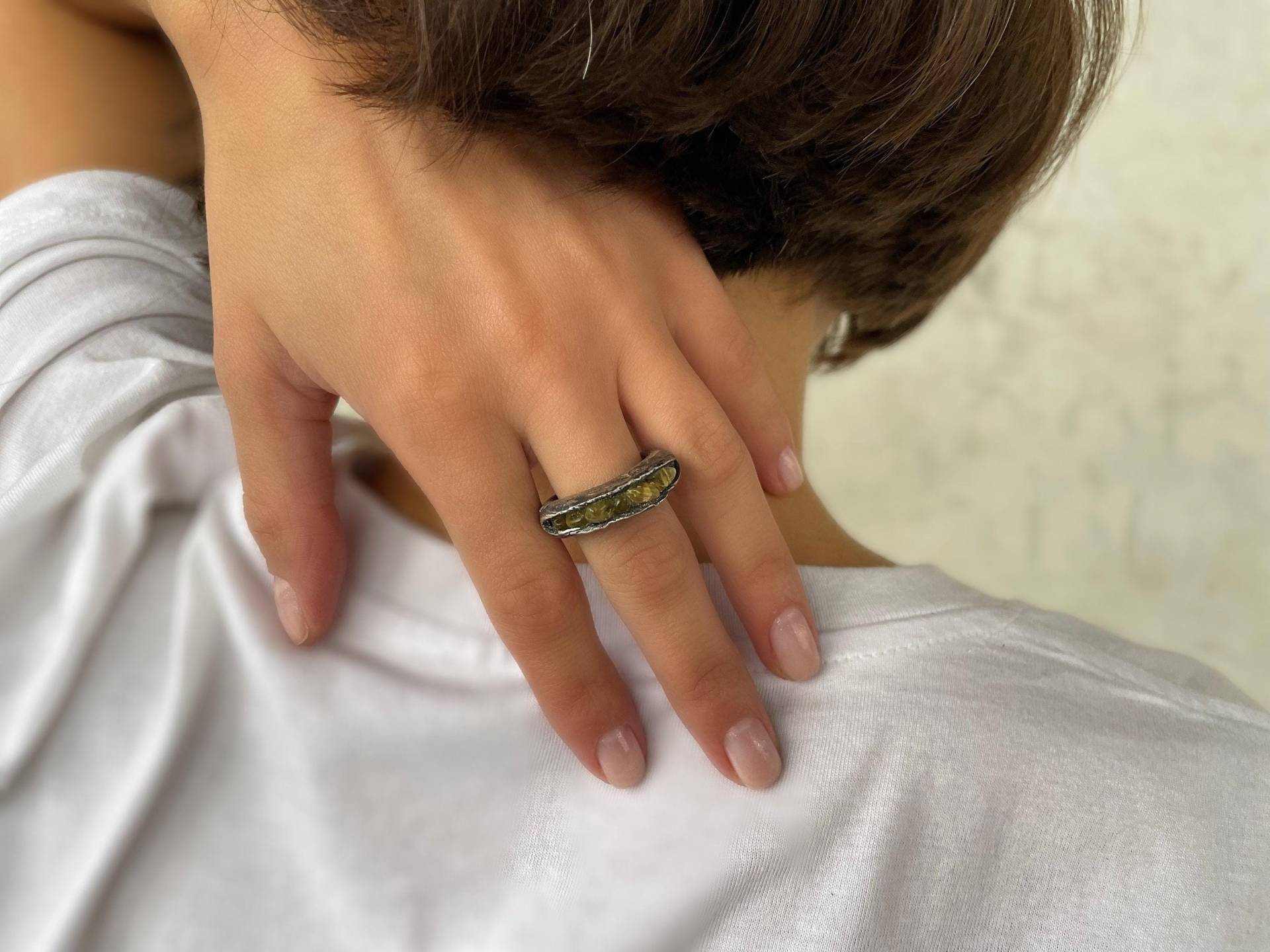 Oxidierter Sterling Silber Gelb Quarz Kristall Ring - Handgemachter Designer Schmuck Oxidierter Sterling Silber Gelb Quarz Kristall Ring - Handgemachter Designer Schmuck von LevenExclusive