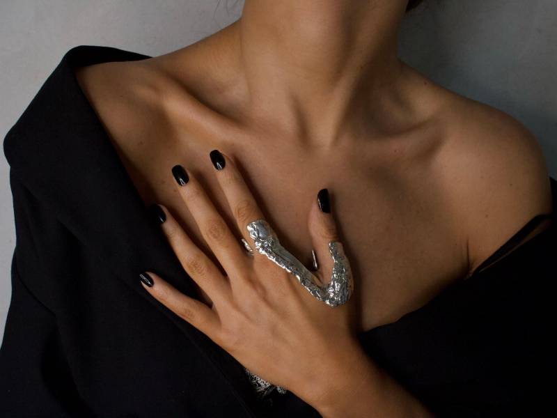 Zwei Finger Ring Sterling Silber, Armreif Schmuck, Speziell Angefertigt Für Ihre Handgröße von LevenExclusive