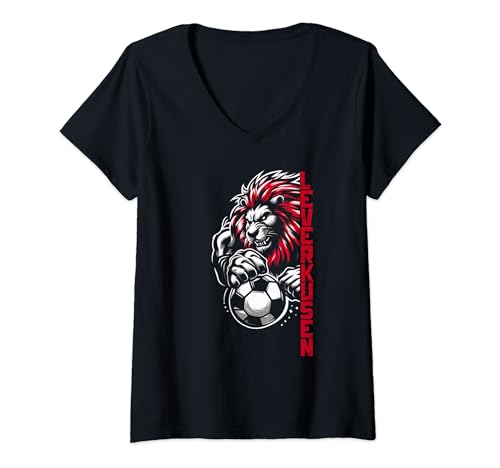 Damen Leverkusen Löwe - Geschenk Löwe in schwarz & rot Leverkusen T-Shirt mit V-Ausschnitt Damen Leverkusen Löwe - Geschenk Löwe in schwarz & rot Leverkusen T-Shirt mit V-Ausschnitt von Leverkusen - Geschenk für Leverkusen