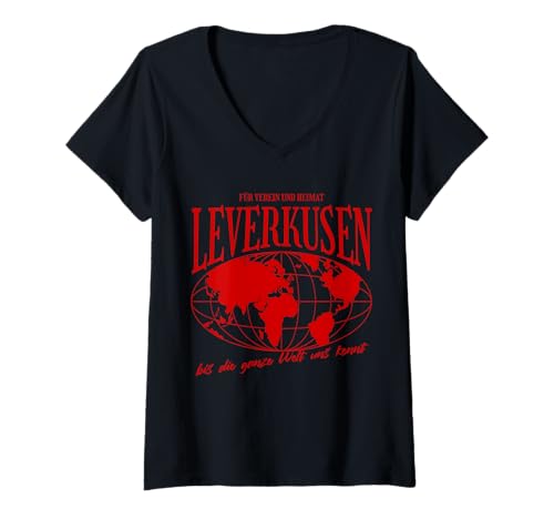 Damen Leverkusen Heimat Fußball Stolz T-Shirt mit V-Ausschnitt Damen Leverkusen Heimat Fußball Stolz T-Shirt mit V-Ausschnitt von Leverkusener Fan Tradition Fans Geschenkidee