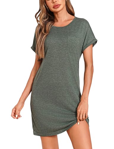 Leversic Nachthemd Damen Kurzarm Schlafshirt Sommer Nightgown Nachtwäsche Kurz Nightdress Kurze Ärmel Sleepshirt Damen Baumwolle, 1171-Dunkelgrün, XL Leversic Nachthemd Damen Kurzarm Schlafshirt Sommer Nightgown Nachtwäsche Kurz Nightdress Kurze Ärmel Sleepshirt Damen Baumwolle, 1171-Dunkelgrün, XL von Leversic