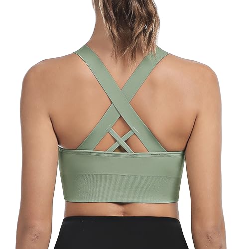 Leversic Sport BH Damen Push up, Sports Bra Ohne Bügel Sport BH Rückenfrei, mit Breiten Trägern für Besseren Halt und Unterstützung, 1pc-Grün, L von Leversic