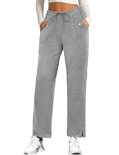 Leversic Sporthose Damen Lang, Jogginghose Damen Gerade Hosen Freizeithose High Waist Sweatpants Trainingshose mit Streifen für Fitness Yoga Gym, 658-Hellgrau, L Leversic Sporthose Damen Lang, Jogginghose Damen Gerade Hosen Freizeithose High Waist Sweatpants Trainingshose mit Streifen für Fitness Yoga Gym, 658-Hellgrau, L von Leversic