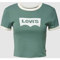 Levi's® Cropped T-Shirt mit Label-Print in Schilf, Größe L von Levi's®