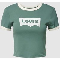 Levi's® Cropped T-Shirt mit Label-Print in Schilf, Größe M von Levi's®