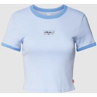 Levi's® Cropped T-Shirt mit Motiv-Patch in Hellblau, Größe L von Levi's®