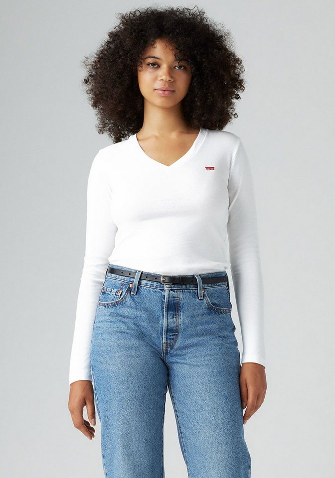 Levi's® Langarmshirt ESSENTIAL HM LS VNECK mit Logo Stickerei von Levi's®