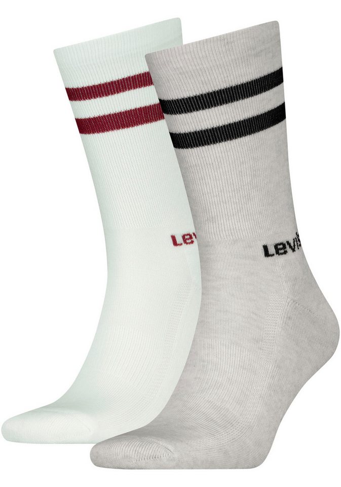 Levi's® Socken LEVIS REGULAR CUT SPORT STRIPE 2P (2-Paar, 2er Pack) mit auffälligen Streifen von Levi's®