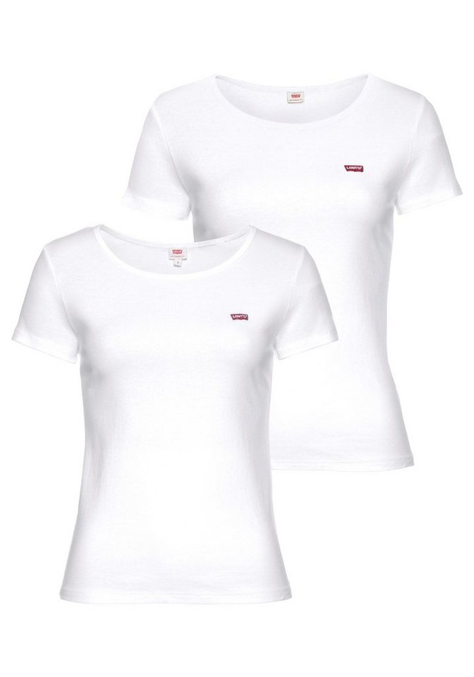 Levi's® T-Shirt Mini-Logo (2-tlg., 2er-Pack) mit kleiner Markenlogo-Stickerei auf der Brust von Levi's®