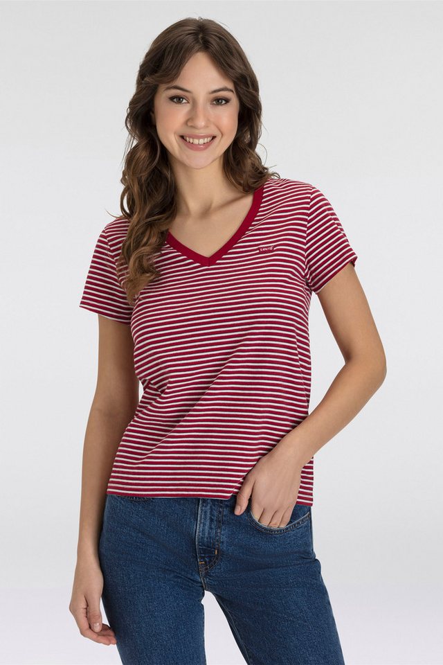 Levi's® V-Shirt PERFECT VNECK mit Mini-Batwing-Logostickerei von Levi's®