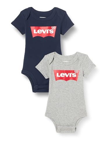 Levi's Kids Batwing 2pk bodysuit Unisex Baby Grey Heather 0-6 Monate von Levi's