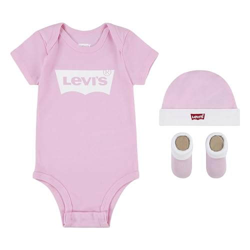 Levi's Kids Classic batwing infant hat bodysuit bootie set 3pc Baby Jungen Pastel Turquoise 0-6 Monate von Levi's